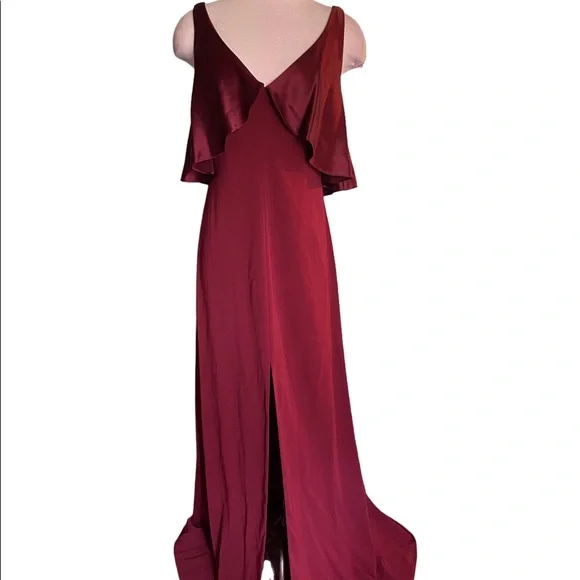 Jill Stuart satin crepe gown red dress - Picture 3 of 8